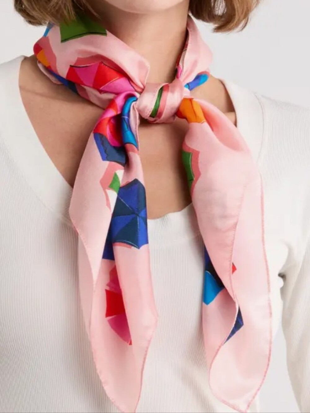 kate spade Pink Silk Beach Day Square Scarf